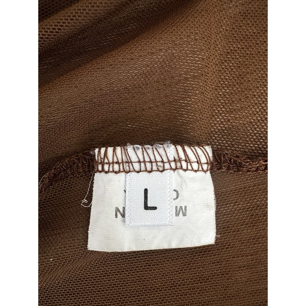 Y2K Brown Sheer Mesh Lace Trim Cropped Button Front Long Sleeve Top M Coquette - Picture 9 of 14